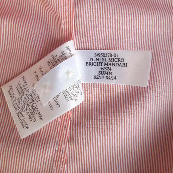 Banana Republic SZ L Slim Fit 100% Cotton Orange Striped Men's Button Up Shirt - Picture 8 of 15